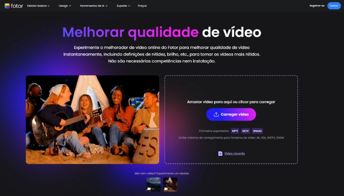 fotor ia para melhorar qualidade de video online gratis