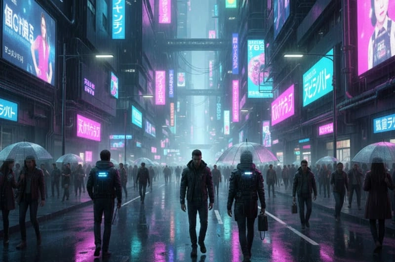 gemini cena de cidade futurista cyberpunk
