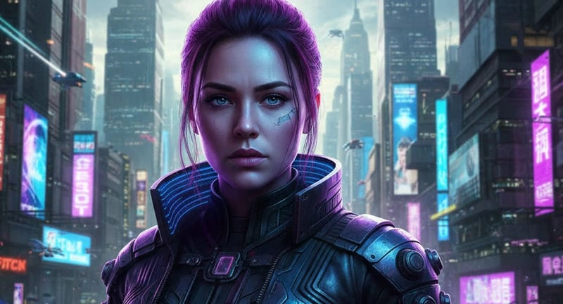 gemini ai retrato cyberpunk com neon