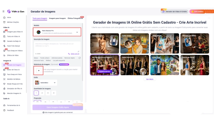 gemini texto para foto vidnoz