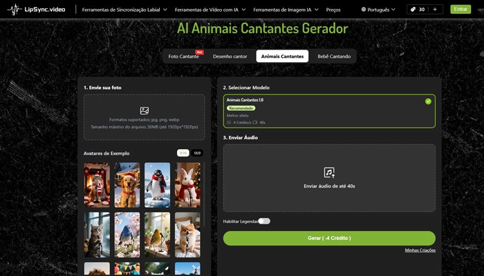 gerador de animal cantante