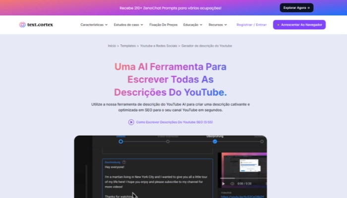 gerador de descrição para youtube - Text Cortex