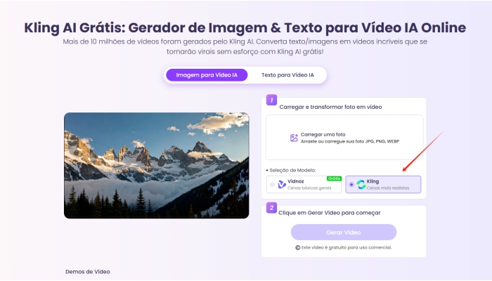 gerador de kling ai vidnoz