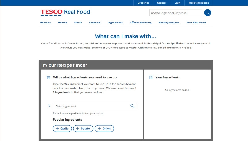 Tesco Real Food - gerador de receitas 5