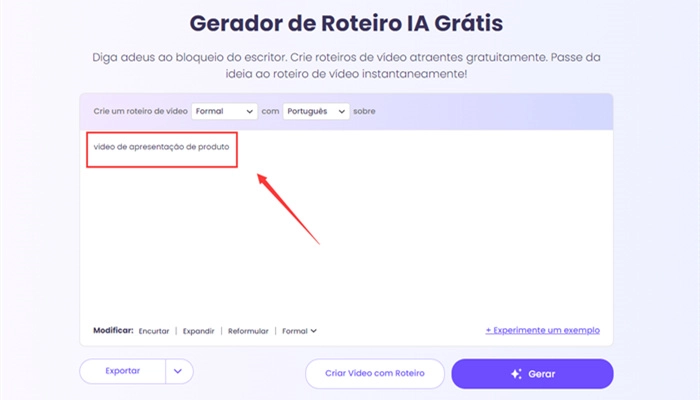 gerador de roteiro de vídeo