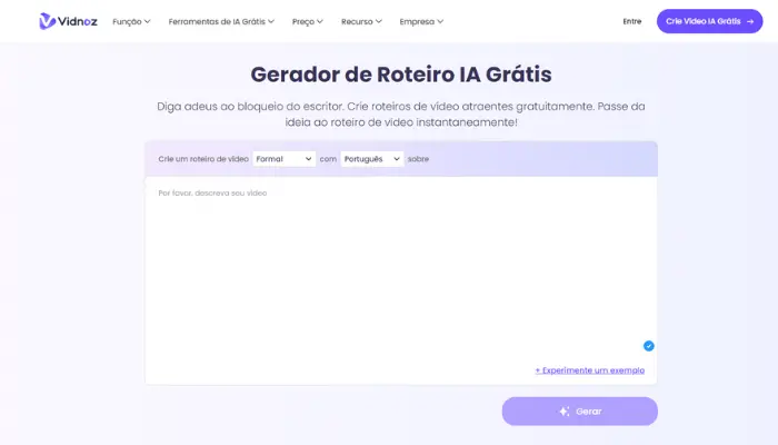 gerador de roteiro do vidnoz