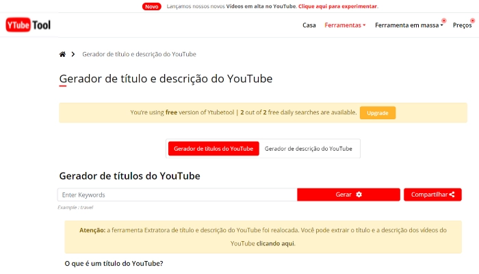 gerador de títulos YouTube - YTube Tool