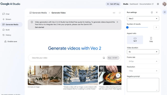 google ai studio criar video com veo 2