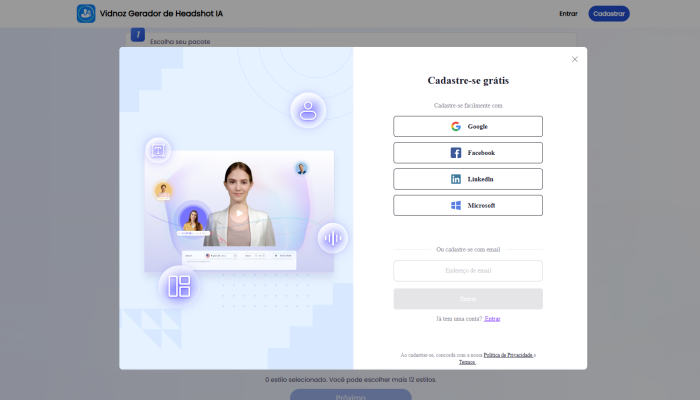 inscreva-se em vidnoz ai gerador de headshot