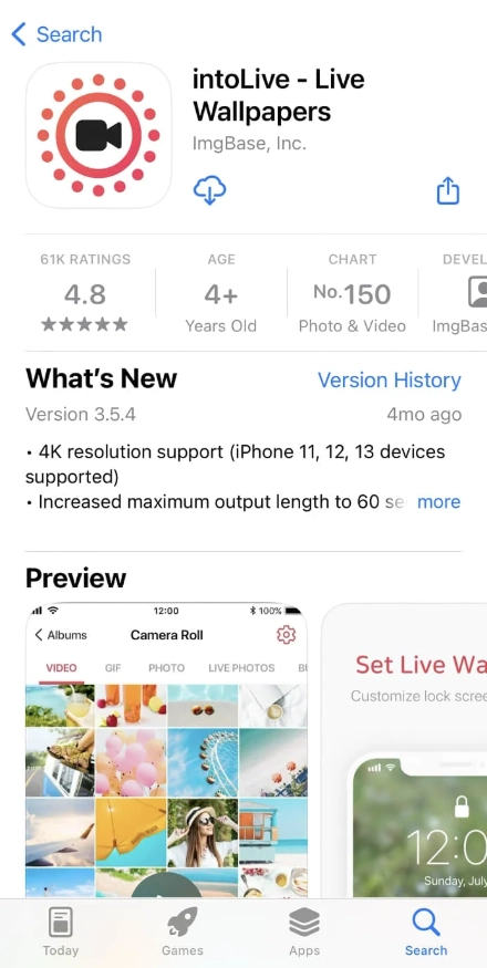 intolive transformar video em imagem