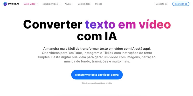 Invideo-converter texto em vídeo com ia