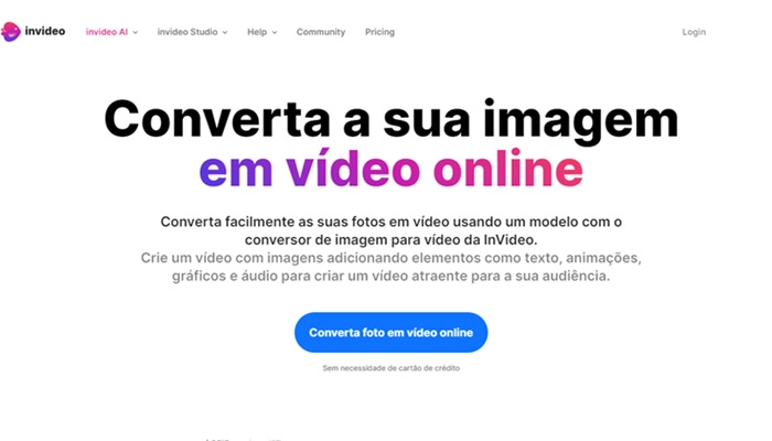 Invideo-transformar imagem em vídeo