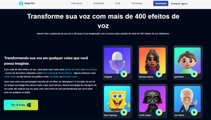 magicvox site com vozes de famosos