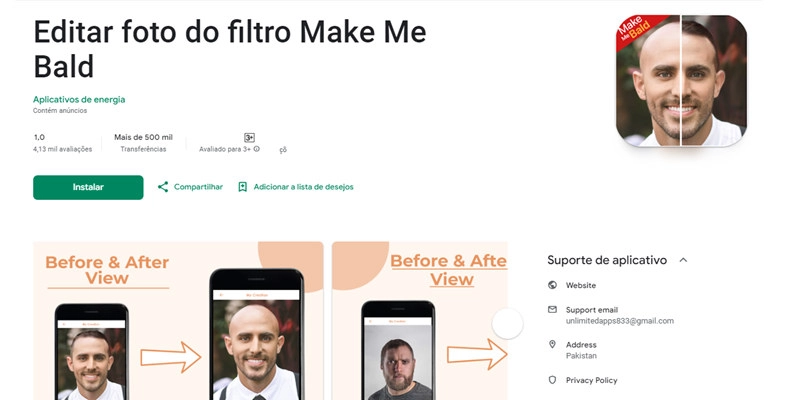 Make Me Bald App-filtro de careca