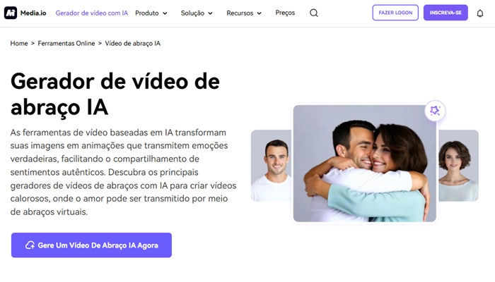 media io gerador de ia abraço