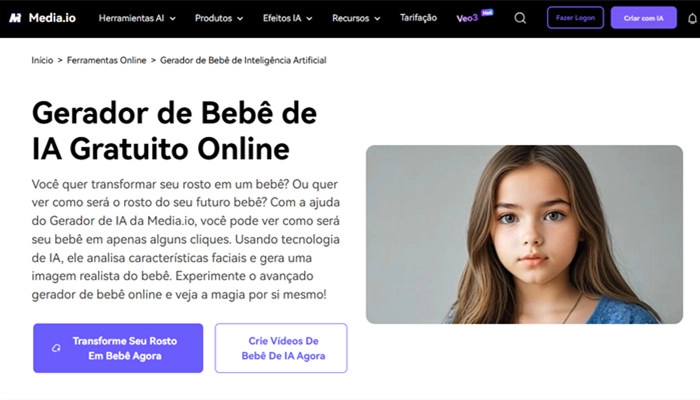 mediaio gerador de voz de bebê ia