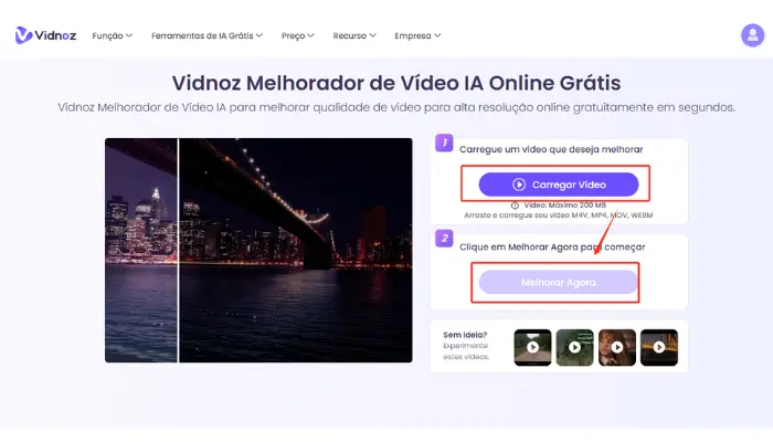 melhorar resolucao do video online gratis com vidnoz