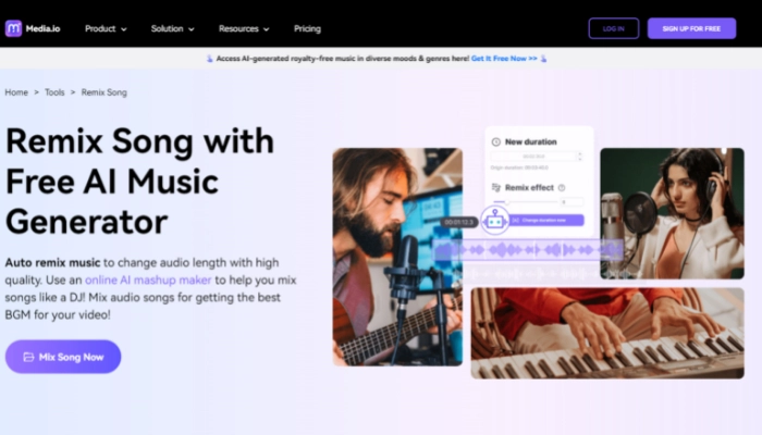 Media.io - melhore IA para mixar músicas online