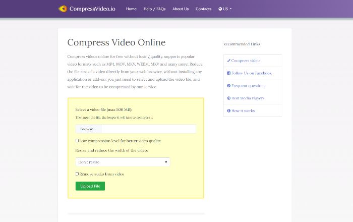 comprimir vídeos online em etapas fáceis com CompressVideo
