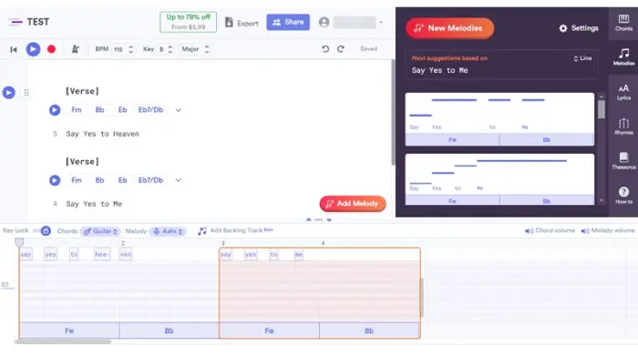 melodystudio para colocar melodia na letra online