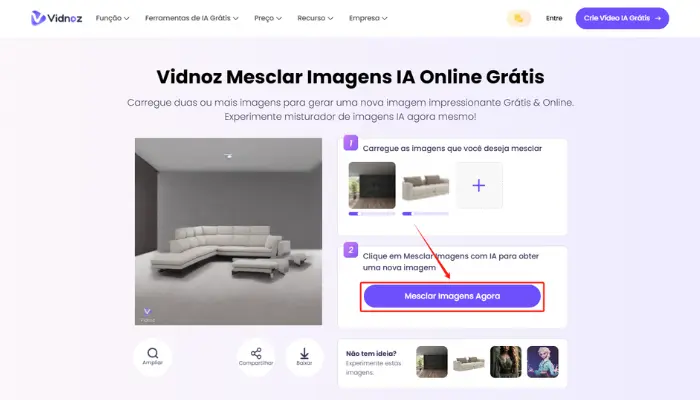 mesclar imagens com vidnoz ai