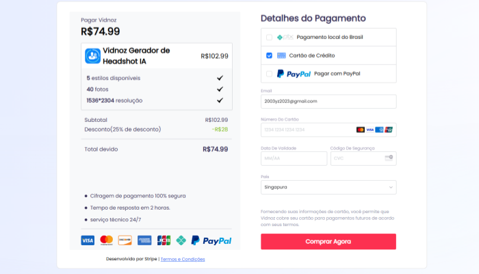metodos de pagamento de vidnoz gerador de headshot
