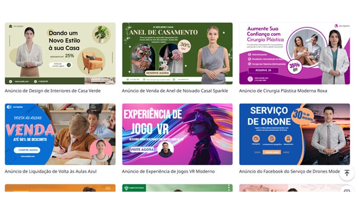modelos de vídeo em banner