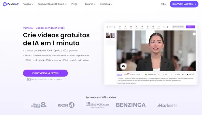 mostrar marca com gerador de vídeo ia de vidnoz