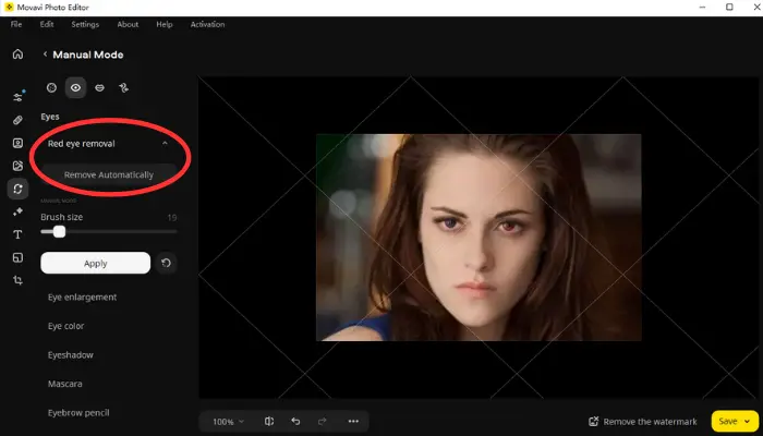 movavi tira olhos vermelhos com ia