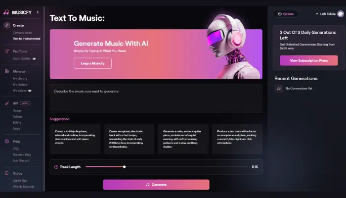 musicfy para colocar melodia para letra online