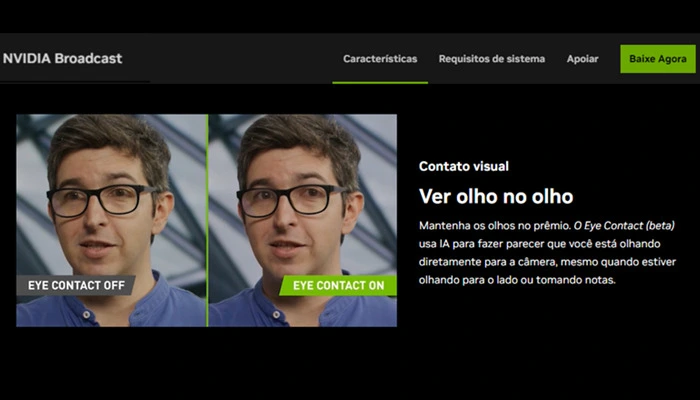 nvidia broadcast-manter olhar fixo e parado