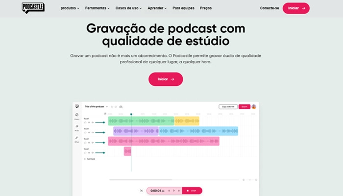 Podcastle-gravador de voz profissional