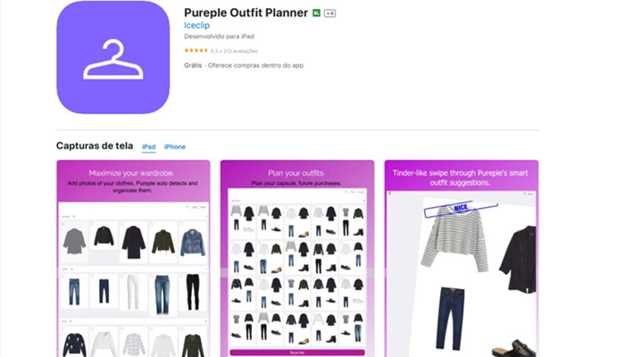 pureple app guarda roupa virtual