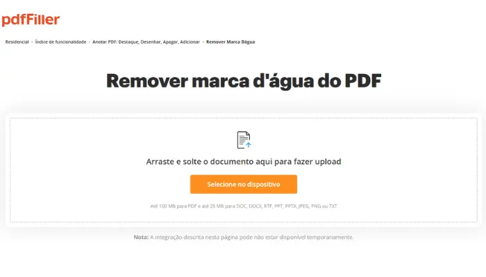 removedor de marca d'água de pdf de pdffiller