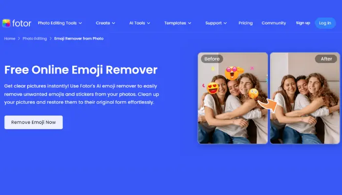 remover emojis de fotos com fotor