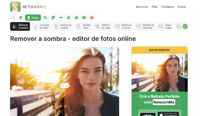 remover sombra de fotos com retouchme