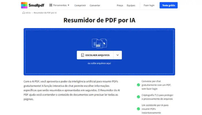 smallpdf resume pdf com ia online e gratuito