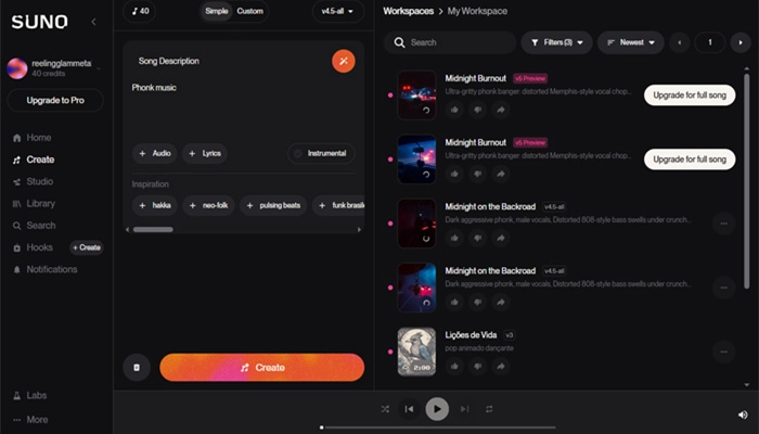 suno criar m&uacute;sica folcl&oacute;rica