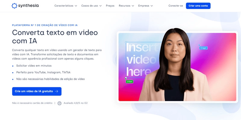 Synthesia-converta texto em video com ia