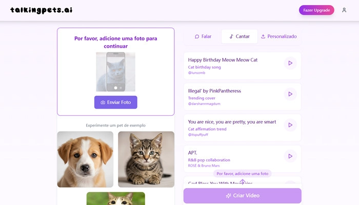 talkingpets ai criar gato cantando