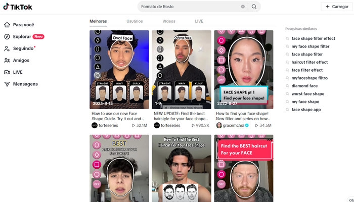 tiktok filtro de formato de rosto