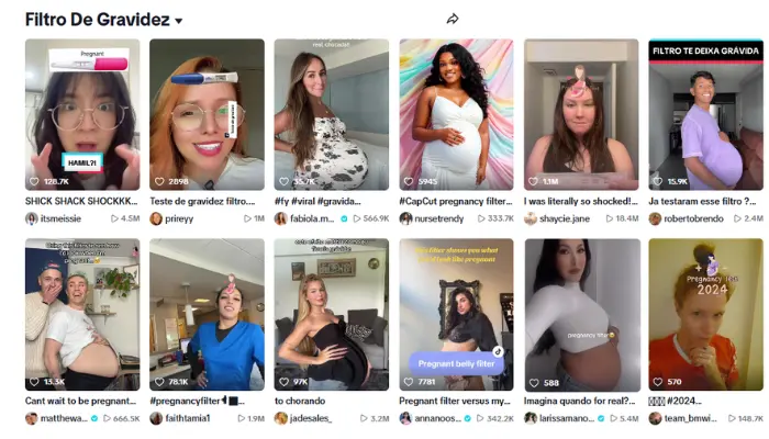 tiktok filtro de gravidez