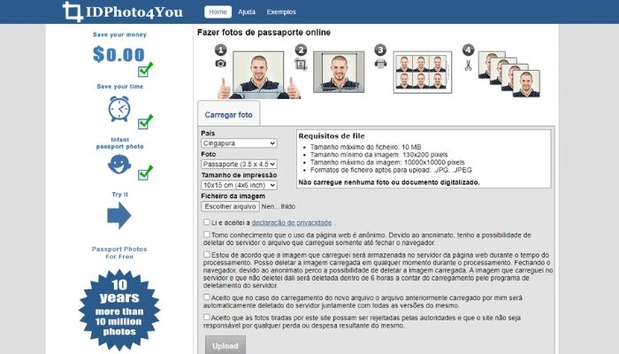 tirar foto de documentos online com idphoto4you