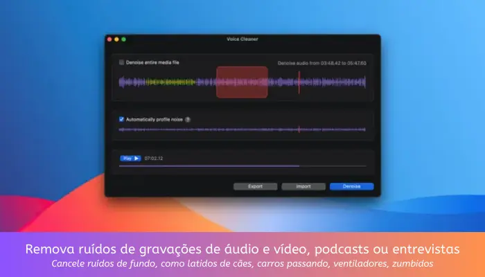 tirar ruido de audio ou video facilmente