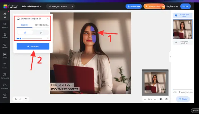 tirar sombra de foto online grátis com fotor