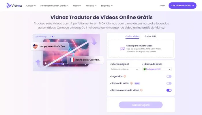 tradutor de video online gratis do vidnoz ai