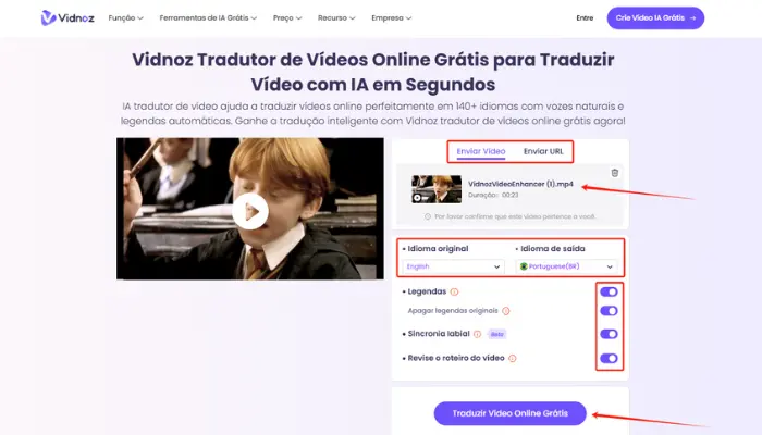 traduzir vídeo com ia com vidnoz ai