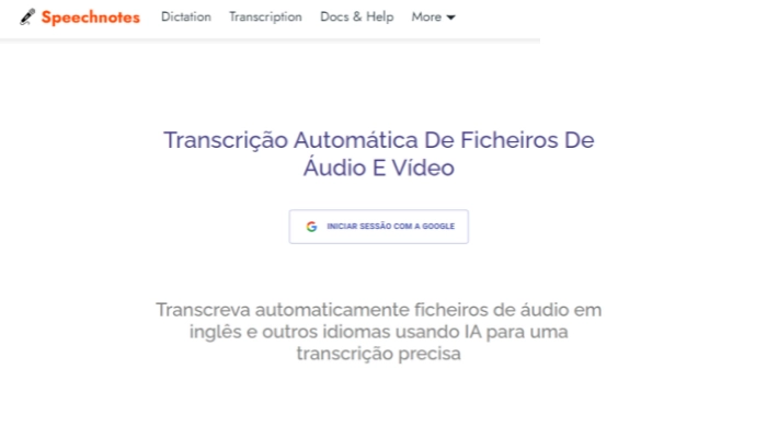 Speechnotes - transcrever áudio e video em texto grátis