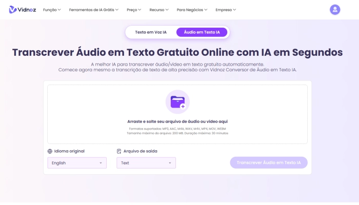 transcrever audio em ia de reuniao