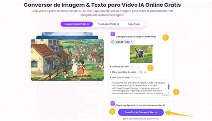 transformar imagem de gato em vídeo
